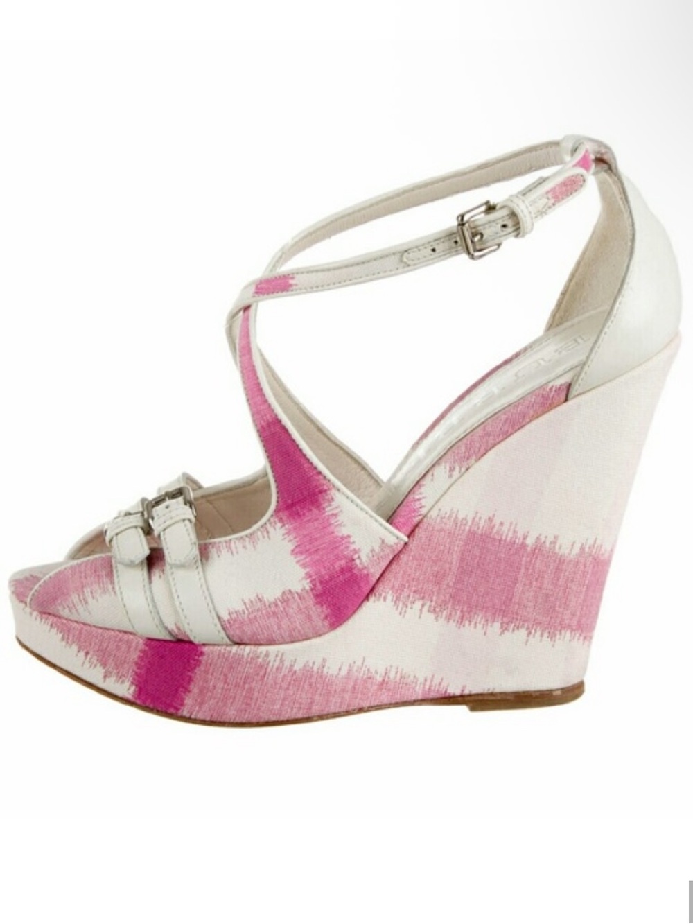 BUBERRY ivory and Pink nova check Women’s Wedge Sandals